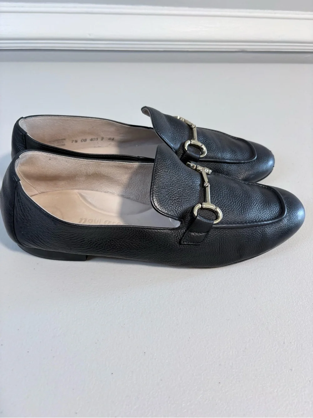 Paul Green Daphne Horsebit Loafers Black Leather Flats Comfort Shoes 7.5